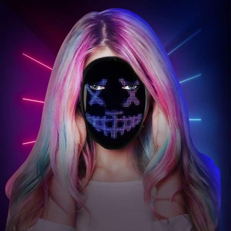 Bluetooth APP Steuerung Smart LED Gesichtsmasken Programmierbare Gesichtswechsel Leuchtmaske Party Display LED Licht Verkleidungsset