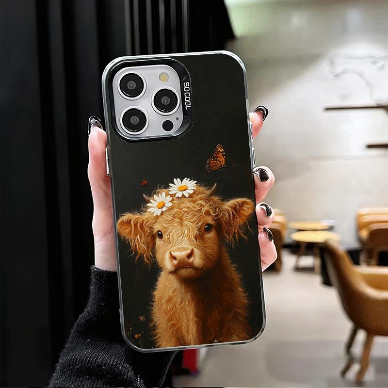 Cute Highland Cow Shockproof Phone Case for iPhone 17 Air 16 16E 15 Pro Max 14 Plus 13 Mini 12 Back Cover Anti Fall Fundas
