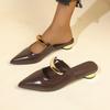 Ladies' Slippers Luxury Slides New Designer Thin Heels Pointed Toe Med Female Shoes Low Shallow Mules for Women Fashion Bas