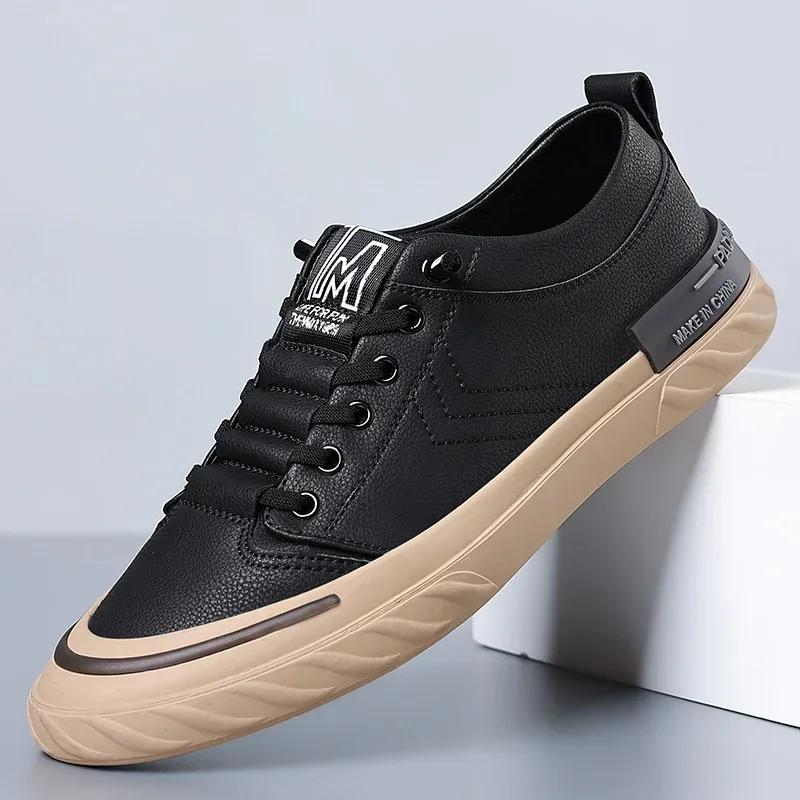 Fashion 2024 New Men Casual Leather Shoes Outdoor Antiskid Sneakers Fashion Flats Comfortable Handmade Trend Sneakers Shoes Oxford Shoes