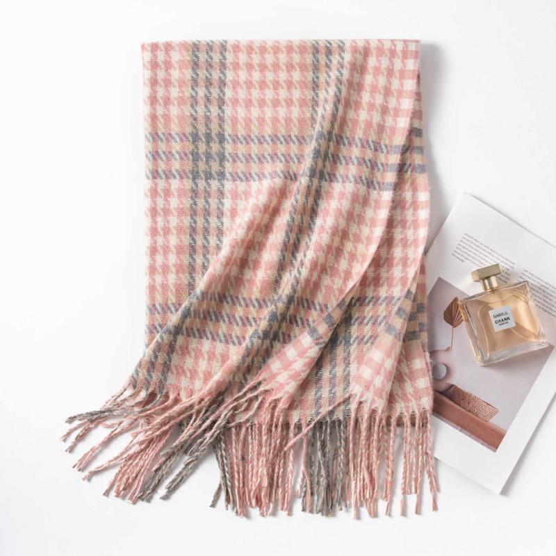 Autumn and winter, thousand bird plaid contrasting colors, thickened scarf, female couple simple and versatile temperament warm scarf