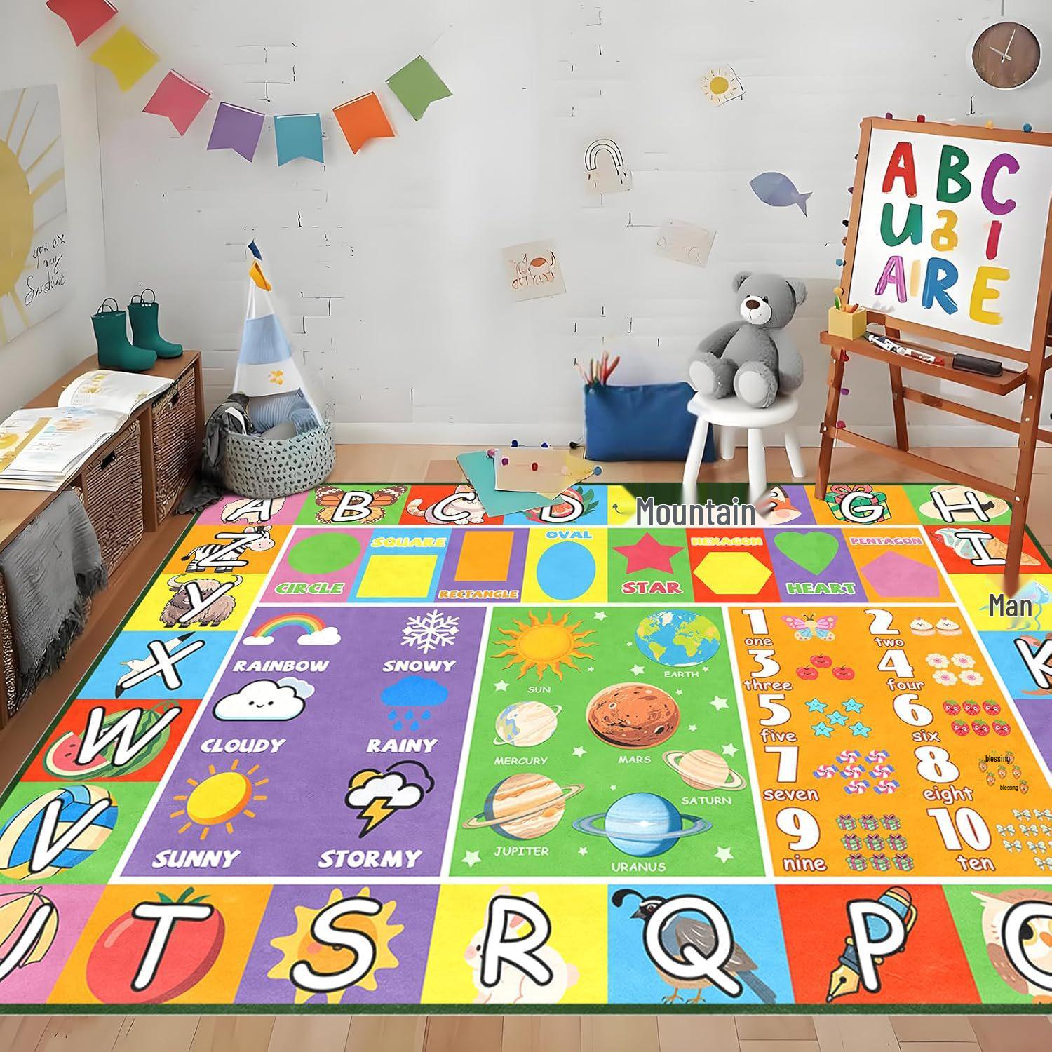 

TEMU Children s Dirt-Resistant Play Area Rug - Easy to Clean Floor Mat for Kids Room Decoration 40*60cm