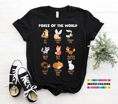 New T-Shirt Foxes Of The World T-shirt, Cute Fox Fans Birthday Gift Tshirt, Funn