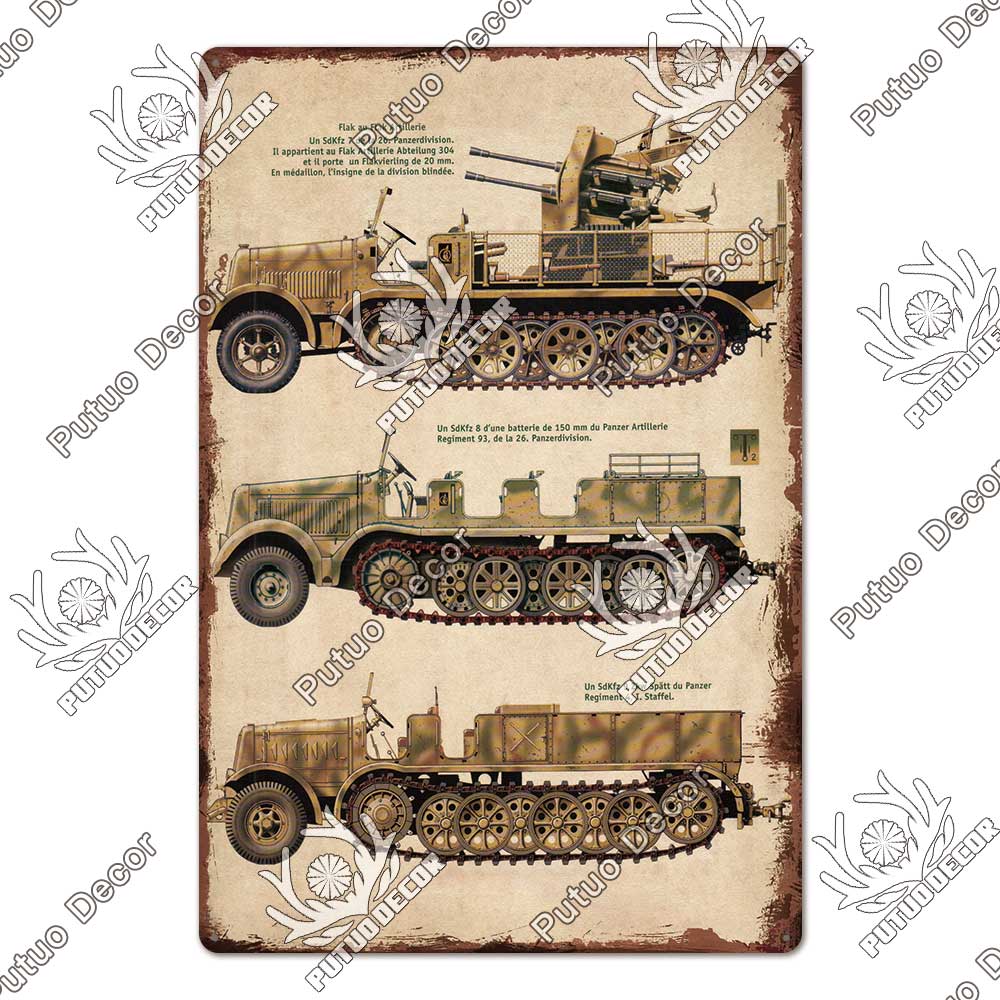 Putuo Decor Panzer Blechschild Metallschild Dekorative Vintage-Dekor Plakette Wanddeko Garage Man Cave Clubraum Zuhause