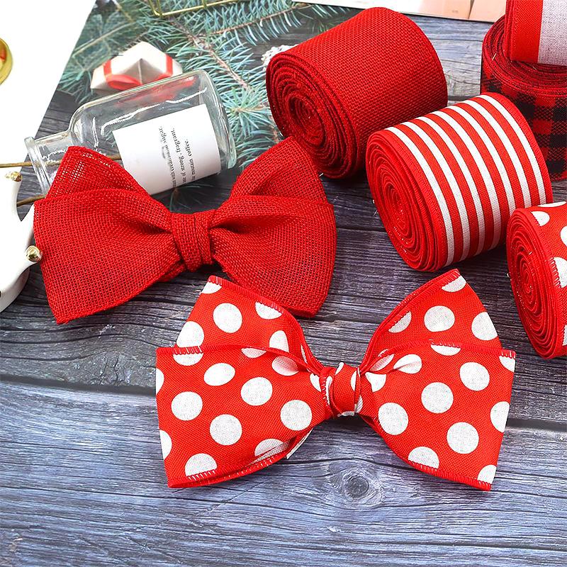 1PC Wrapping Ribbon Linen Material DIY Materials Easy To Style Gift Wrapping Exquisite Christmas Decorations Bow Making 6.3cmx4.5m
