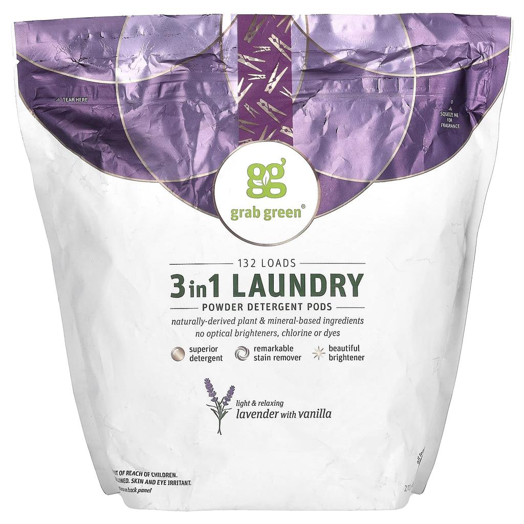 Capsules de détergent à lessive 3-en-1, Lavande, 132 lessives, 5 lb 4 oz (2376 G)