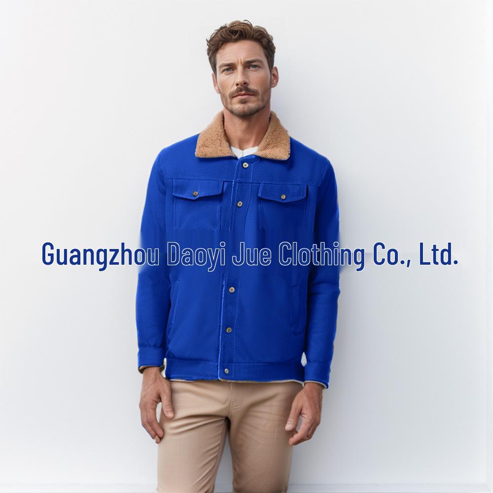 Men's Plus Velvet Autumn-Winter Cotton Workwear Coat - High Quality, European Large Size, Stylish & Handsome