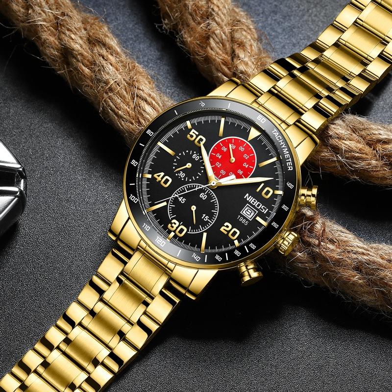 Watch, Casual Multi-Functional Three-Pin Quartz Watch, Waterproof Luminous Stainless Steel Watch For Men