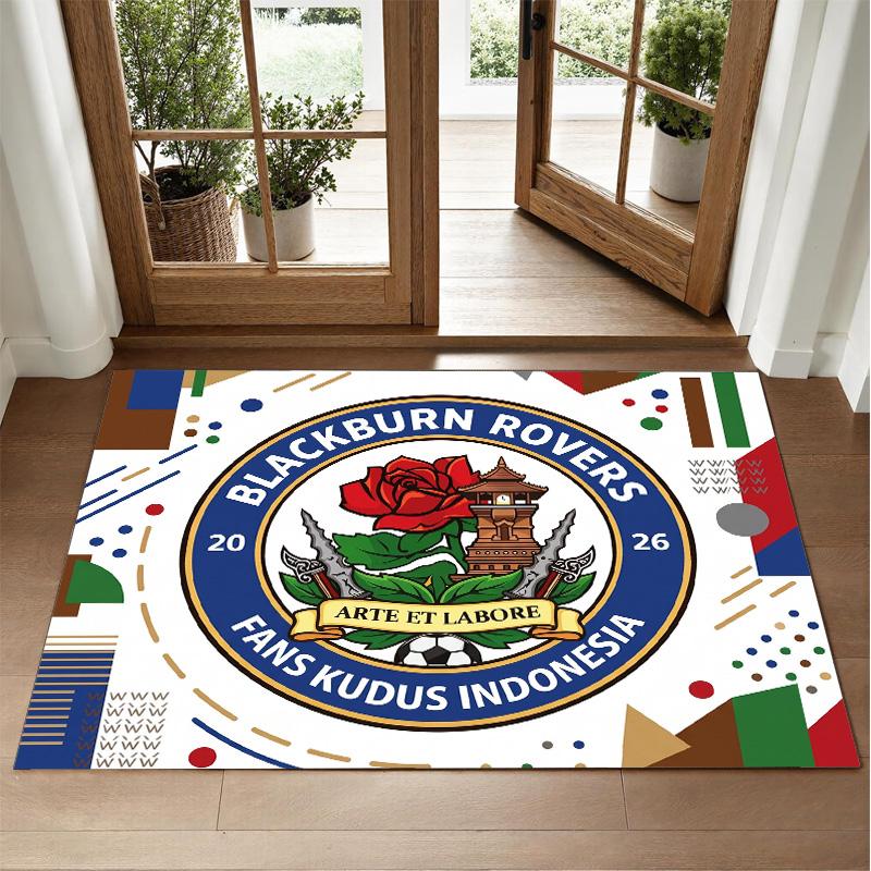Blackburn Rovers Football Design Crystal Velvet Rug Soft Decorative Mat for Bedroom Entrance