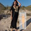 Cover-ups Sommer Dame Beachwear Kaftan Beach Dress Black Cotton Tunika Badedrakt Cover Up