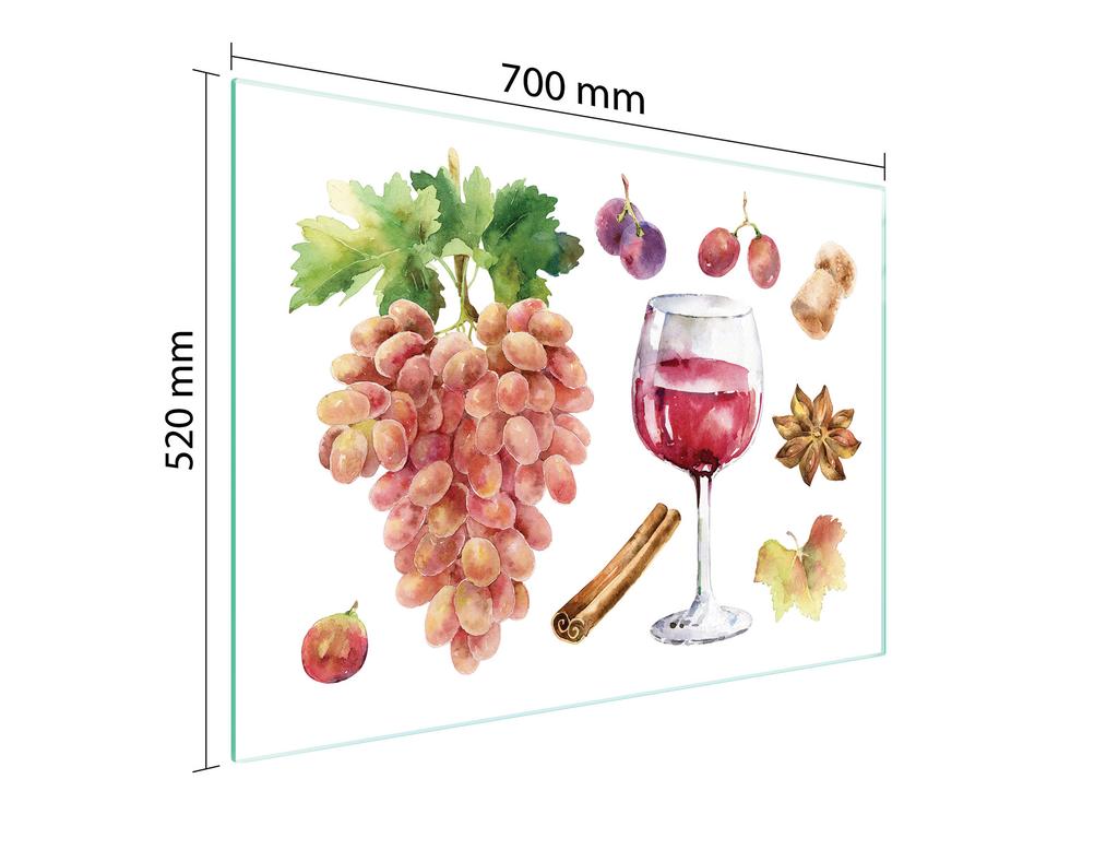 SZKLANA PŁYTA OCHRONNA NA KUCHENKĘ 70x52 WINO