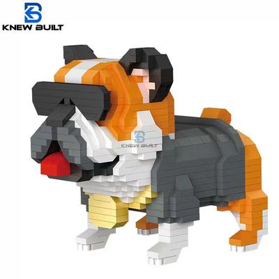 KNEW BUILT Model Psa Mikro Mini Klocki Budowlane Dzieci Składają Zabawki lub Początkujący Słodki Buldog Hughes Shiba Inu Styl Zwierzęcia Cegła