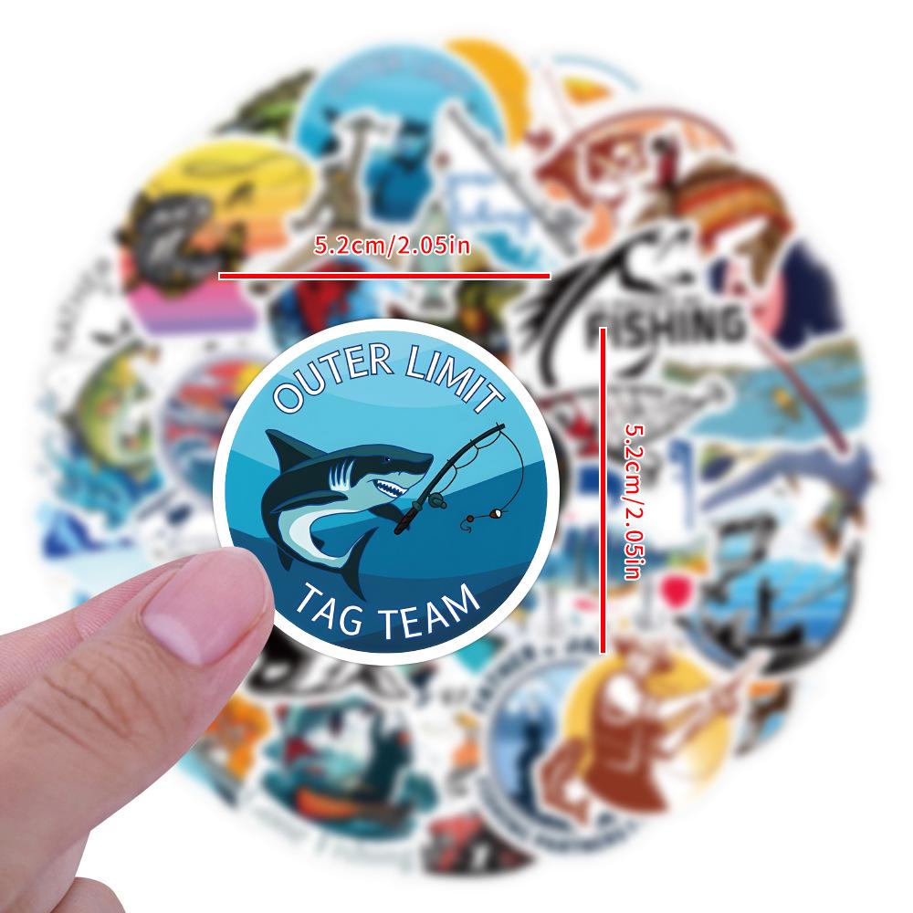 60 Cross-Border Outdoor Fishing Trend Graffiti Stickers for DIY Suitcase Decoration