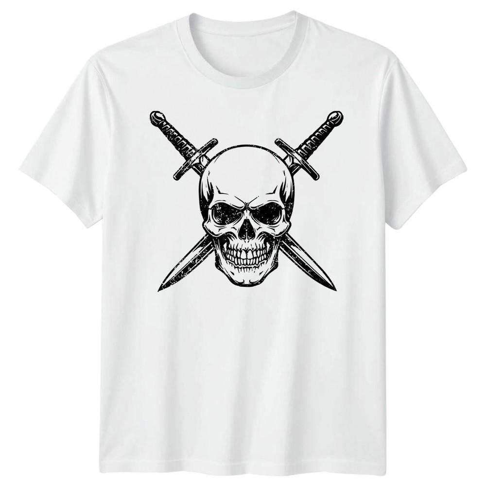 Skull Art Fantasy Unisexs TShirt Crossed Swords Graphic