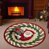 Christmas Santa Gnome Quilted Round Mat Festive Area Rug Non-Slip Backing Door Mat Living Room Bathroom Kitchen Absorbent Mat
