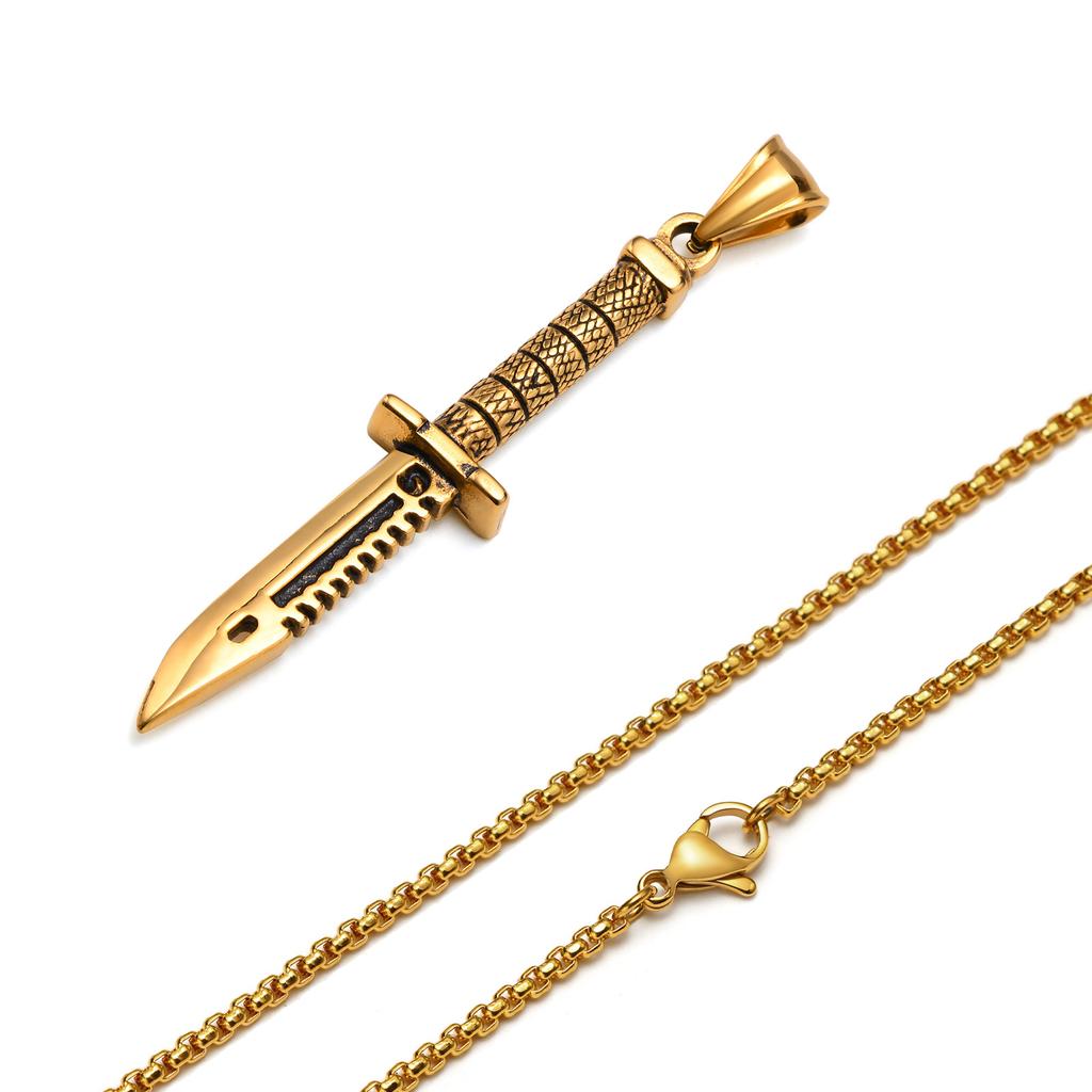 Vnox Cool Punk Necklaces for Men,Hip Hop Stainless Steel Stiletto Pendant Male Collar Gift Jewelry