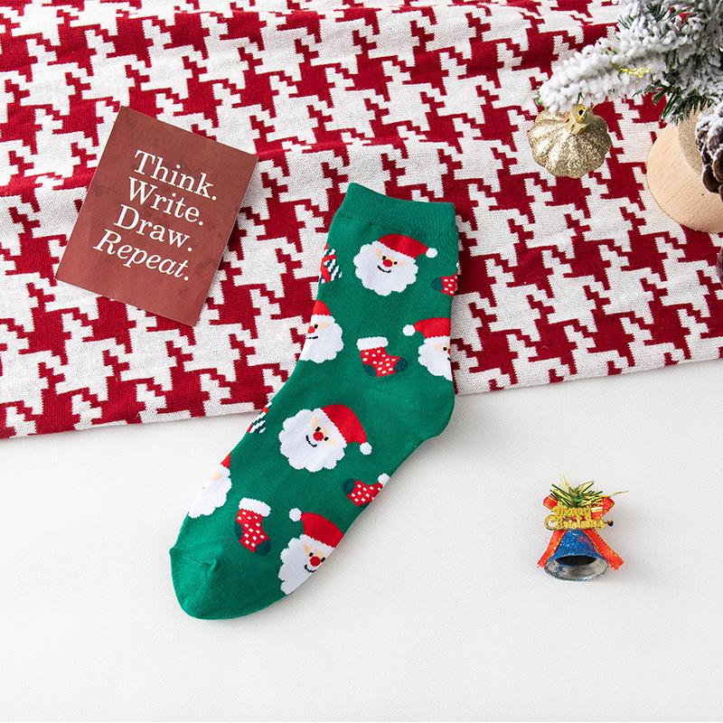 

Трендові Різдвяні Мультяшні Шкарпетки до Середини Ікри для Жінок - Милі та Затишні Осінньо-Зимові Бавовняні Подарунки в Червоному One Size