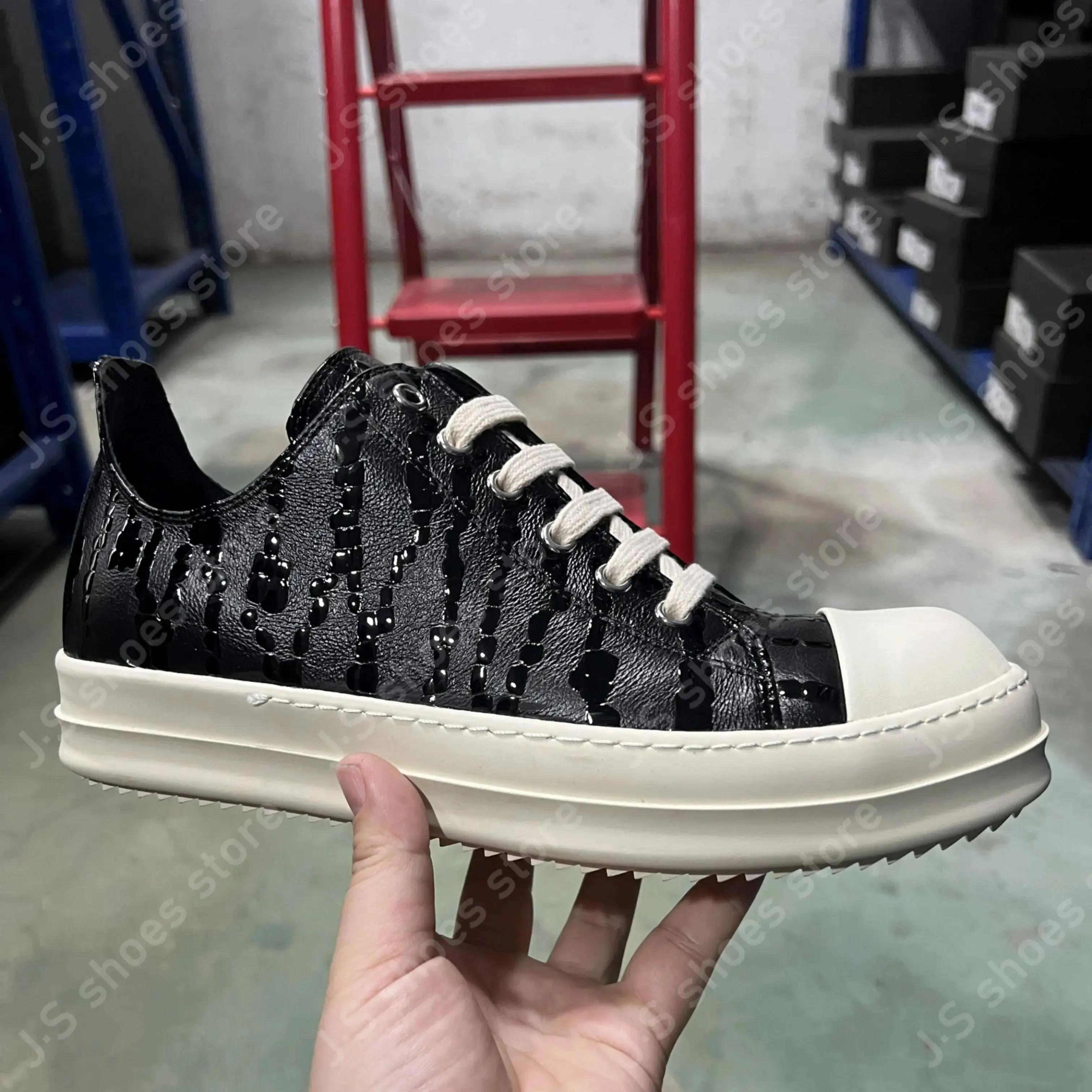 

Ro Geobasket Black Leather Low Top Shoe High Quality Men Shoes Women Casual Sneaker Lace Up Square Water Drop Style Sneakers 34