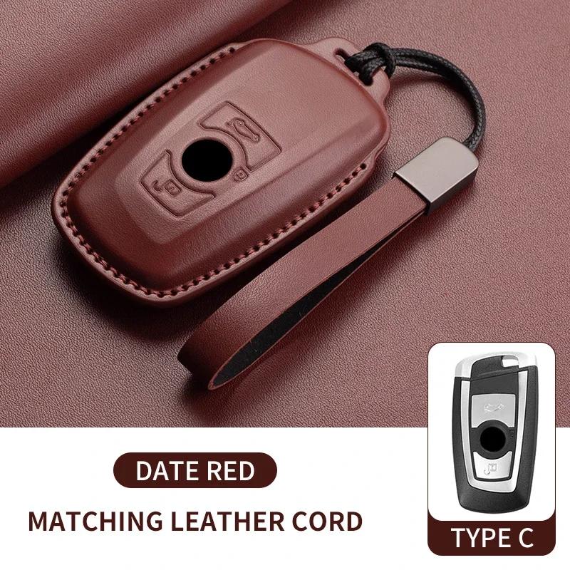 Leather Car Remote Key Case Cover Shell for BMW X1 X3 X5 X6 X7 1 3 5 6 7 Series G20 G30 G11 F15 F16 G01 G02 F48 Keyless Key Fob