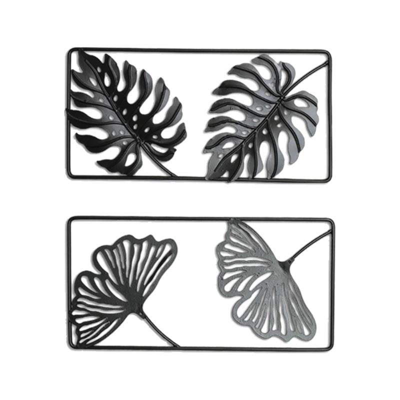 2Pcs Modern Scandinavian Wall Art Metal Monstera Leaf Decoration Wall Hanging For Home Office Indoor Wall Decors