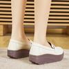Ladies Platform Loafers Casual Elegant Black Leather Women Height Increase Thick Sole Shake Shoe for Mother