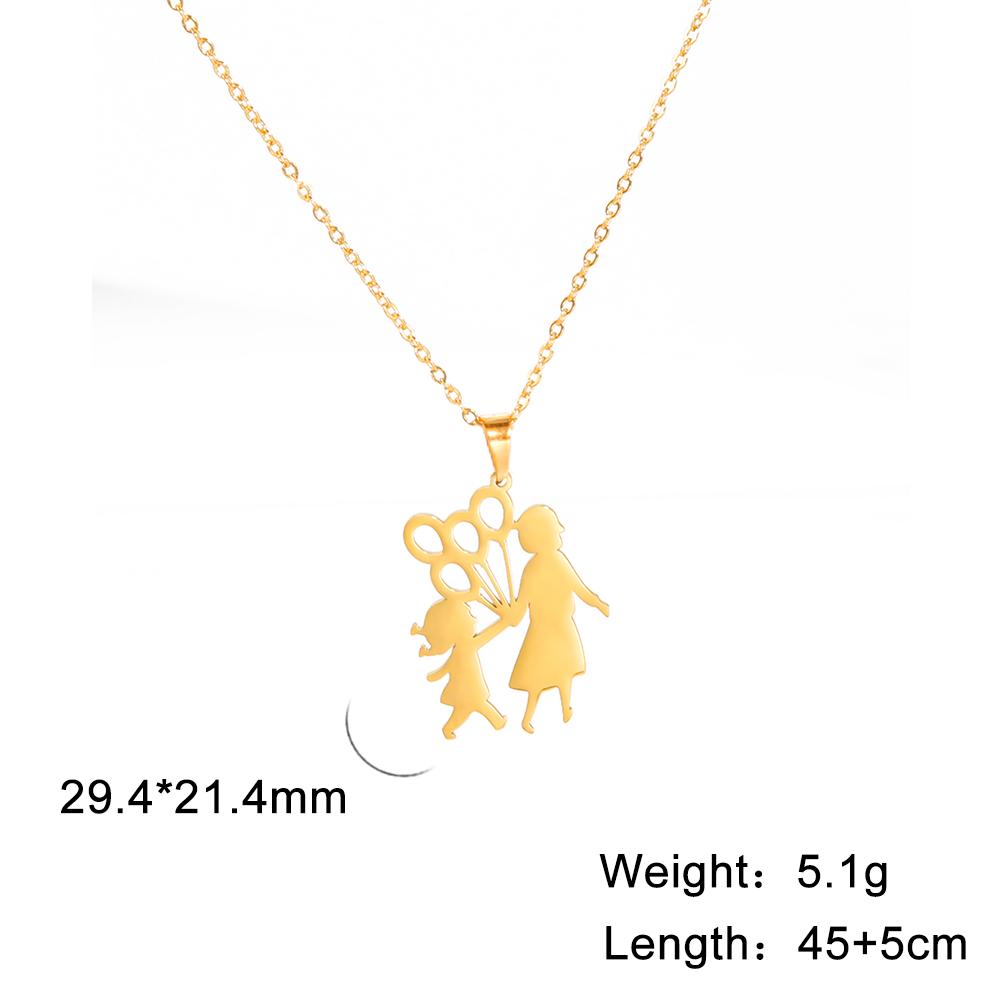 Cazador Mother Kid Pendant Necklace for Women Family Love Heart Mom Daughter Choker Stainless Steel Jewelry Mother Day Gift