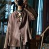 Women Vintage Shirts Spring Chinese Style Solid Color Long Sleeve Blouses Button Stand Shirts