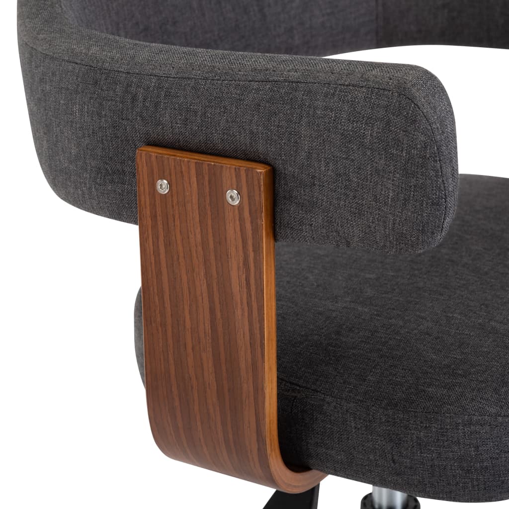 Swivel Office Chair Grey Bentwood and Fabric