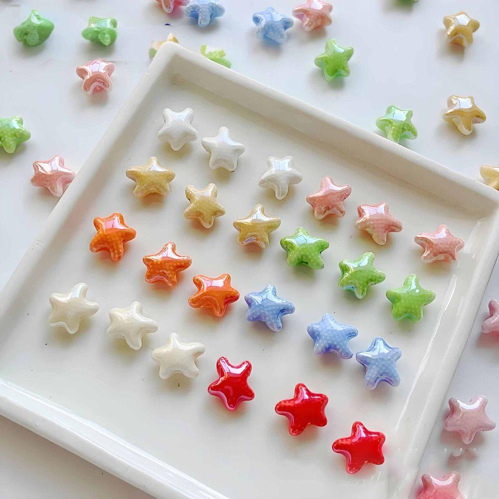 20pcs Ceramic Ceramic Spacer Loose Beads Fresh Color Jewelry Making Material Starfish Bead  Student