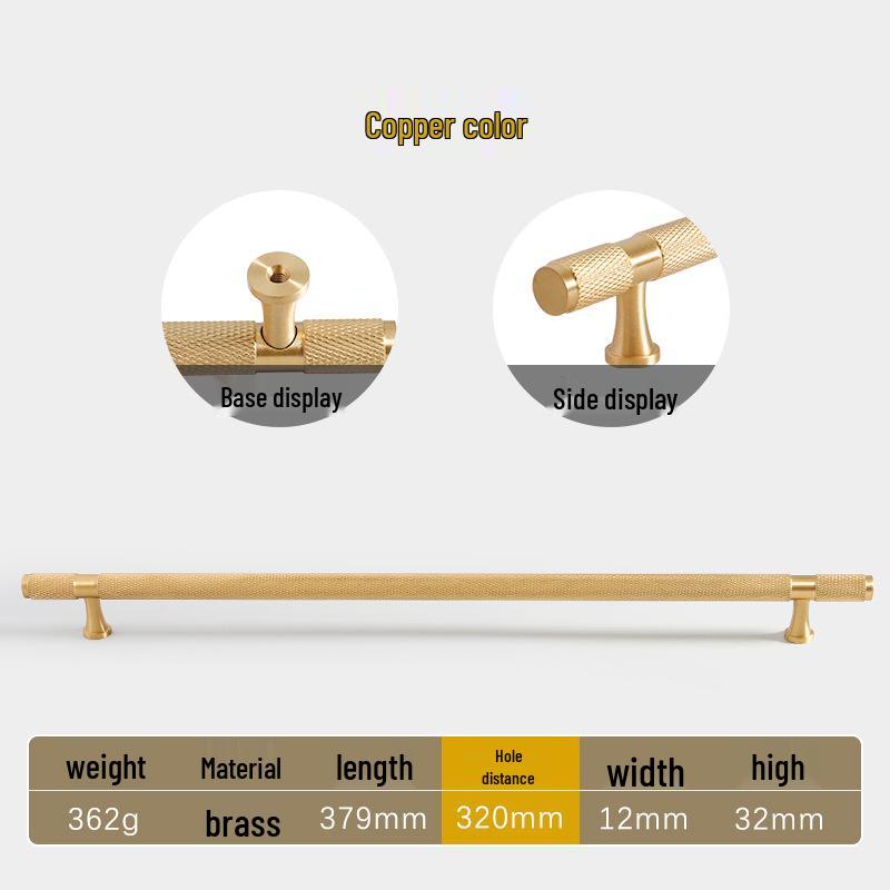 American Style Brass Wardrobe & Cabinet Door Handle - Retro French Copper Design