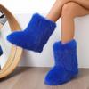 Europeiska Y2K Dam Mid-Calf Pälssnöskor - Varma, Moderiktiga, Plattbottnade Vinterstövlar