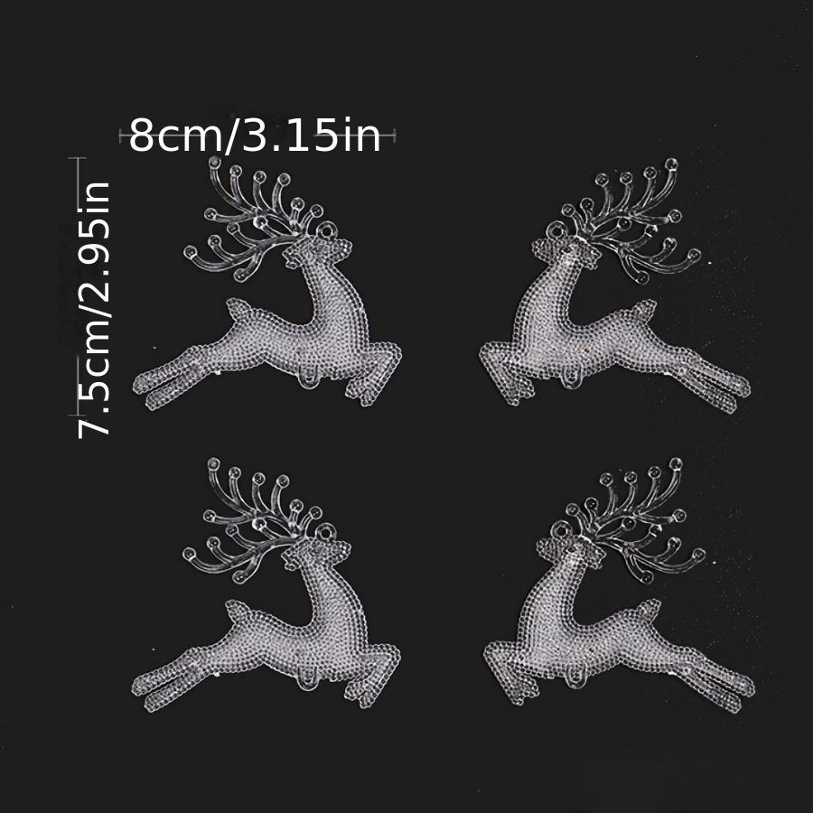 4pcsChristmas Tree Reindeer Hanging Decoration Transparent Cute Little Deer Christmas Window Home Party Garland Decoration Acryl