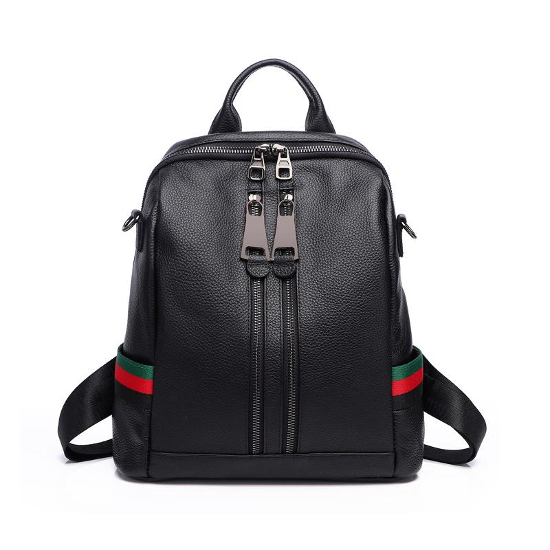 Factory direct sales 2020 new first-layer cowhide Korean version genuine leather schoolbag trendy women's backpack casual zipper backpack