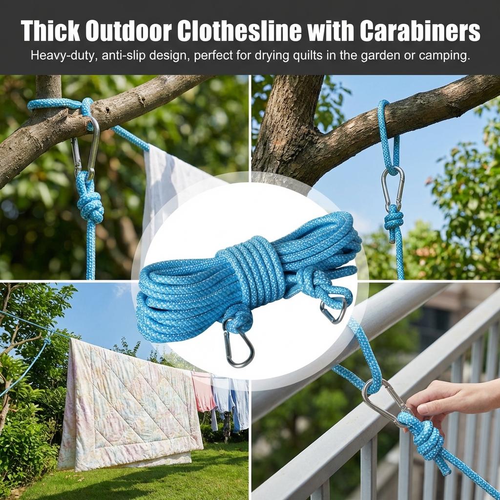 Heavy Duty Anti Slip Clothesline for Outdoor Use Durable Fiber Rope with Multiple Sizes