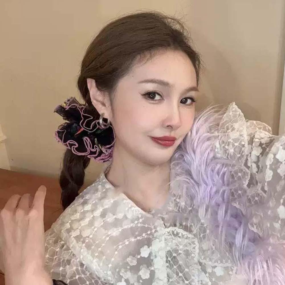 Large Intestine Circle Floral Hair Rope Korean Style Bun Rubber Bands Flower Lace Hair Ring  Daily