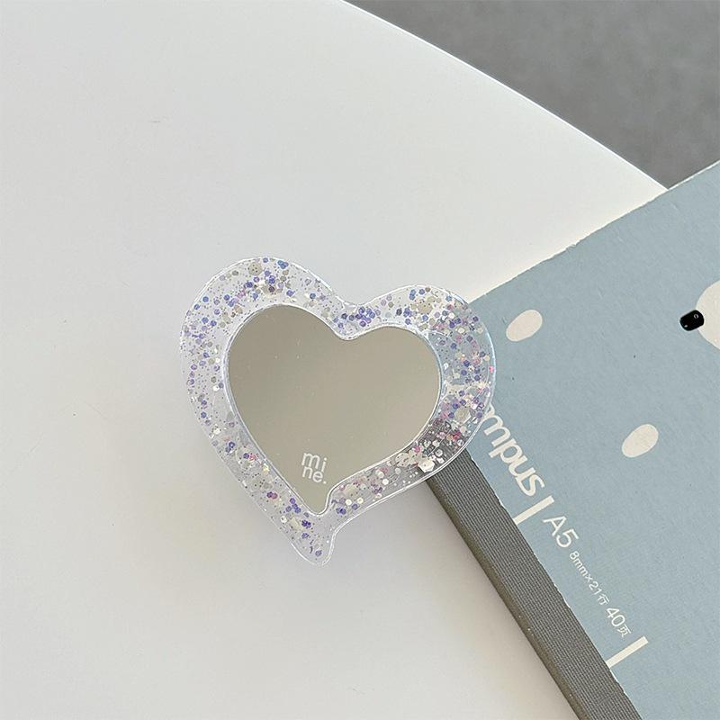 Korean Glitter Heart Mirror with Magnetic Magsafe Phone Holder and Airbag Design