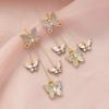 S925 Silver Purple Butterfly Tassel Earrings Women Luxury Crystal Long Dangle Vintage