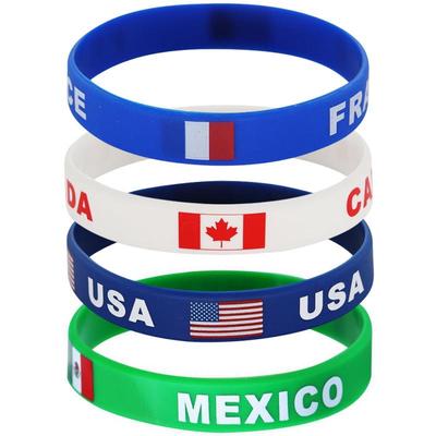 2026 World Cup Silicone Wristband: Mexico, USA, Canada Flags, Cheering Football Fan Accessory