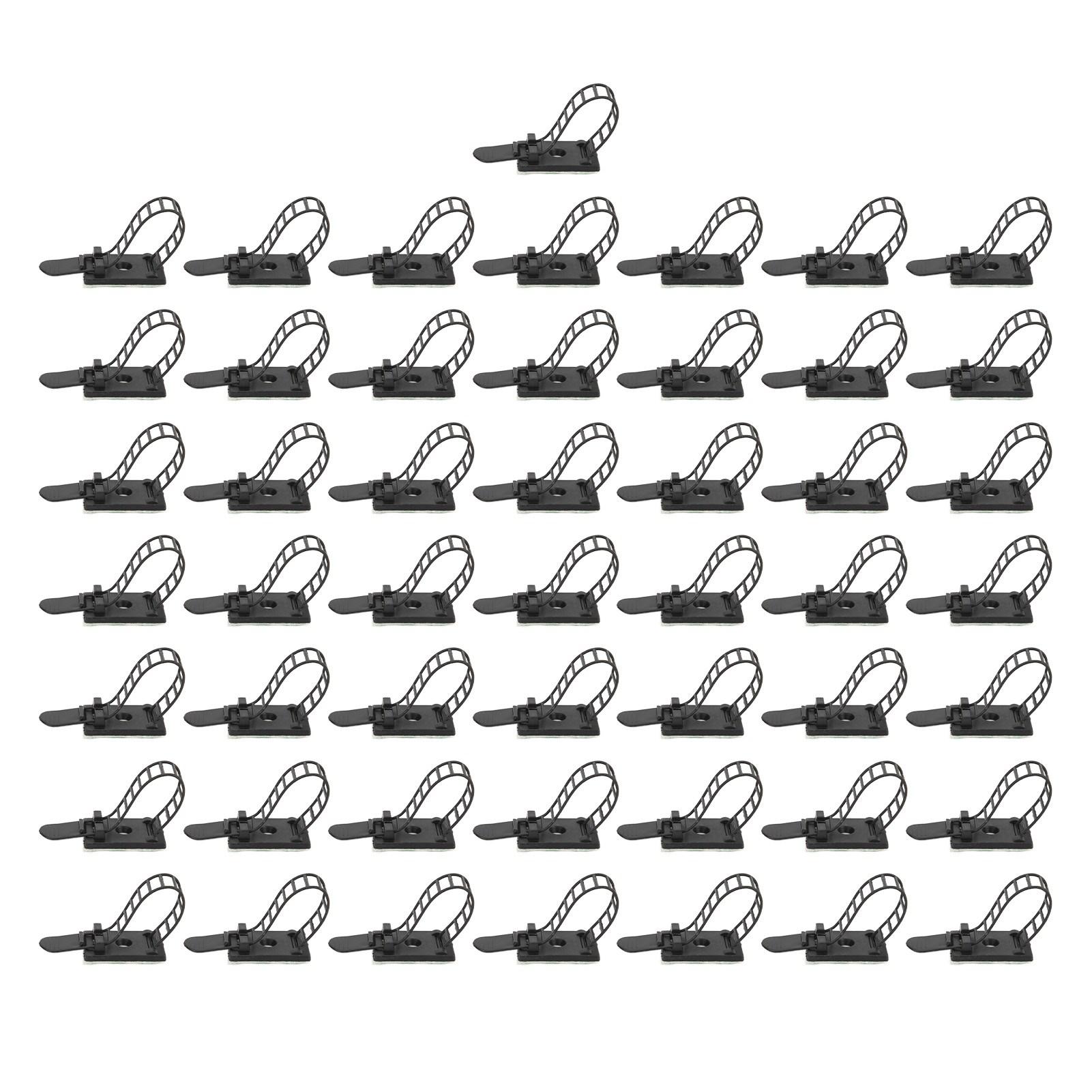 

50pcs set Desk Wire Organizer Cable Zip Ties SelfAdhesive Cord Keeper Harness Management Black