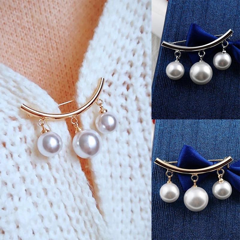 Pearl Fixed Strap Pendant Brooch, Safety Pin Design, Sweater Cardigan Clip Decoration Brooch