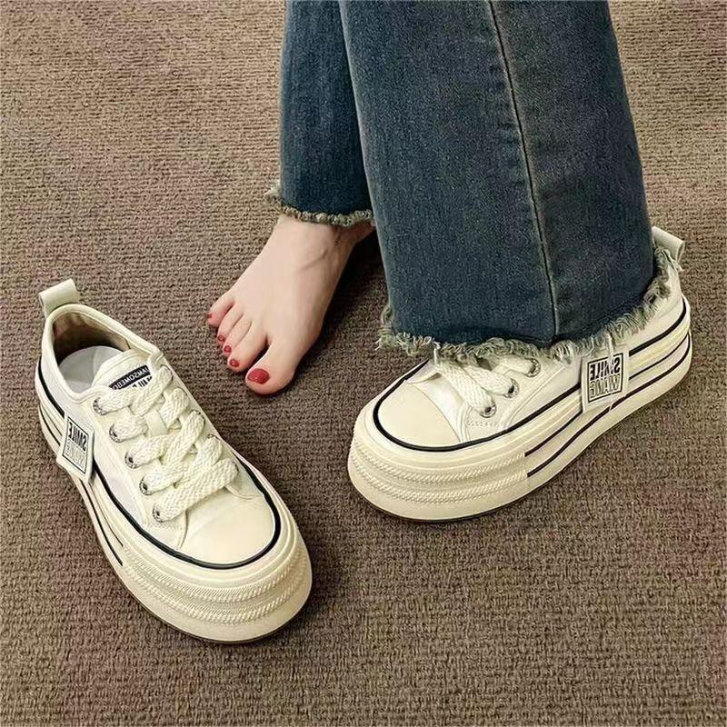 Platform Canvas Shoes 22 New Small Retro Hong Kong Style Canvas Shoes Low Top Board Shoes Lightweight