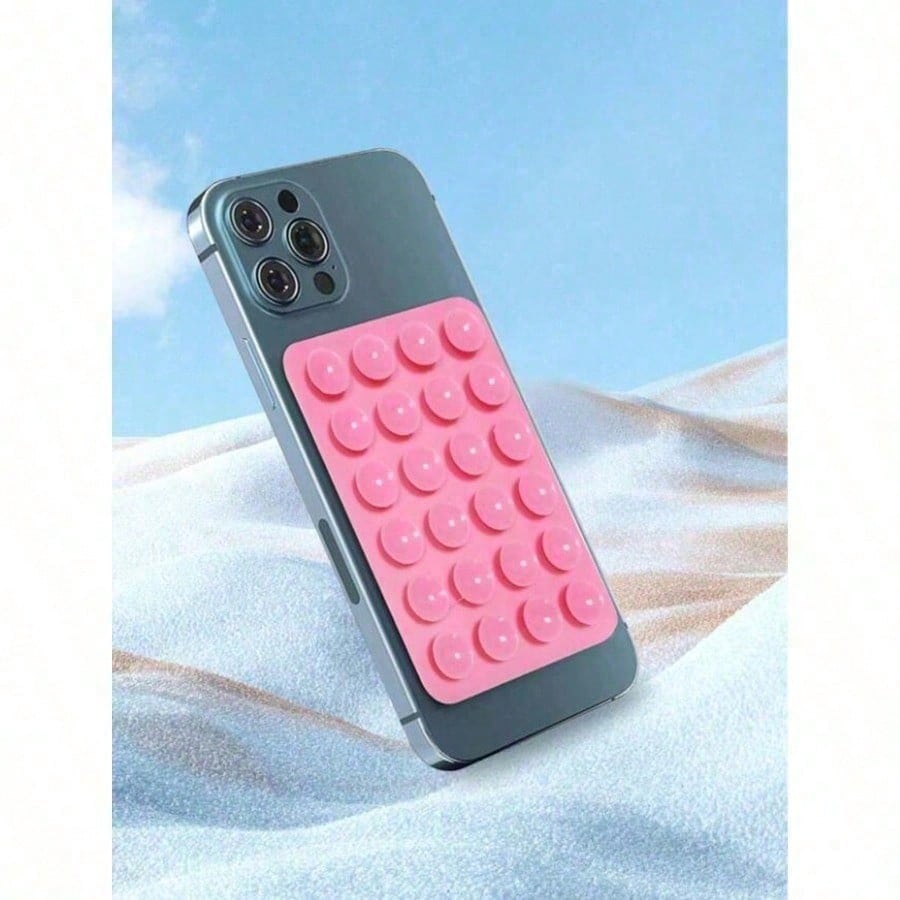 

1pc Mobile Phone Silicone Suction Cup With 24 Square Suction Cups - Phone Case Compatible(Pink) чёрный