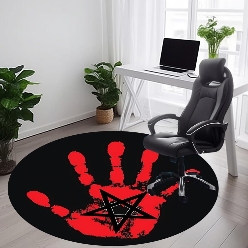1pc Blood Handprint Office Round Area Rug, Under Office Chairs Bedroom Living Room Home Decor, Room Deco, Available in Various Sizes