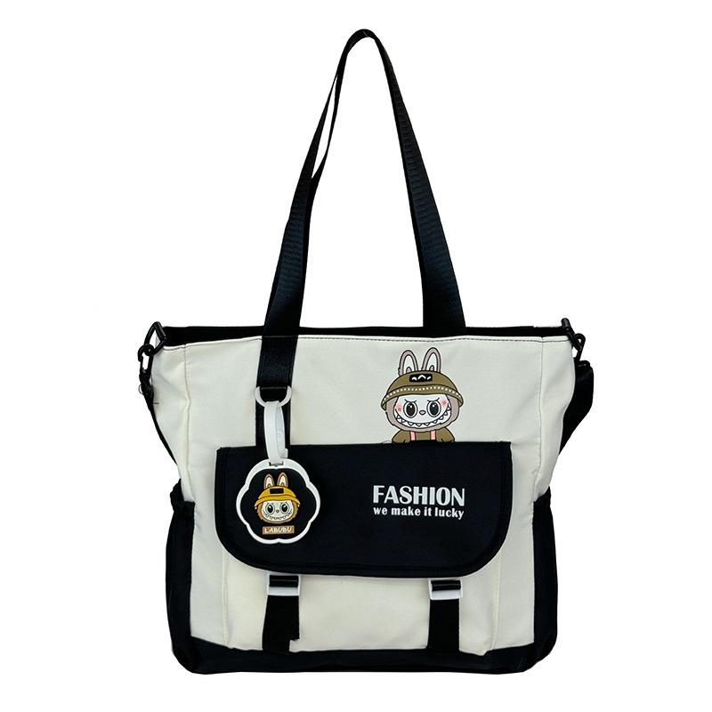 

Сумка для репетиторства для учеников средней школы и начальной школы, высокая ценность, контрастный цвет, мультяшная сумка-тоут, женская сумка-мессенджер большой вместимости one size fits all чёрный