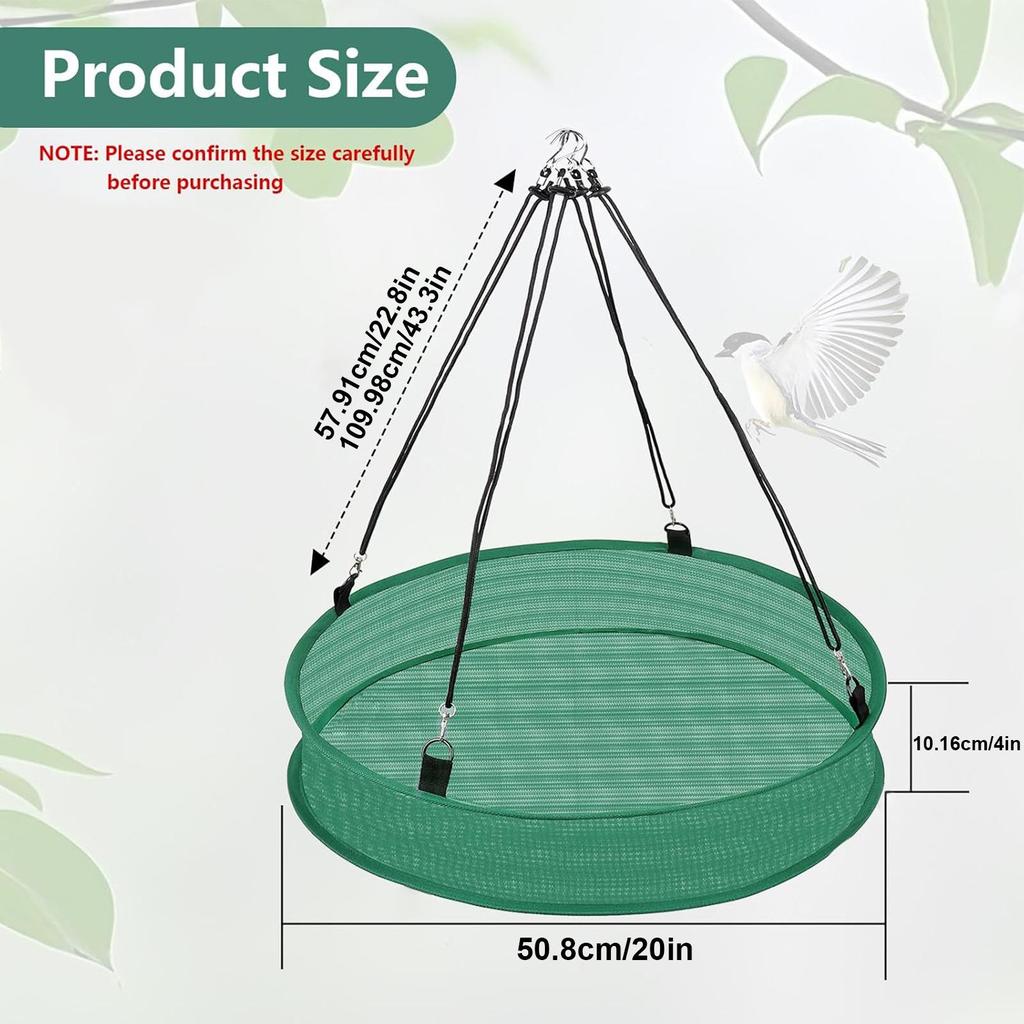 Bird Feeding Net Hanging Bird Feeder Outdoor Finch Bird Food Catcher Tray Spill Proof Parrot Food Container For Backyard Garden