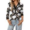 Women's Retro Street Lazy V,neck Long Sleeve Button Floral Print Pullover Top
