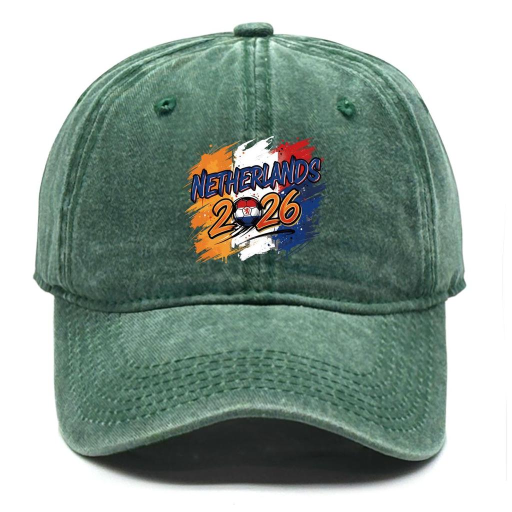 Baseball Hat With 2026 Football Soccer "NETHERLANDS" Flag Printed , Adjustable Sun Hat Casual Hip Hop Retro Unisex Sports Hat