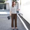 Women's Slightly Flared Pants Spring Loose and Tight Waist High-waisted Horseshoe Pants Flared Casual Pants