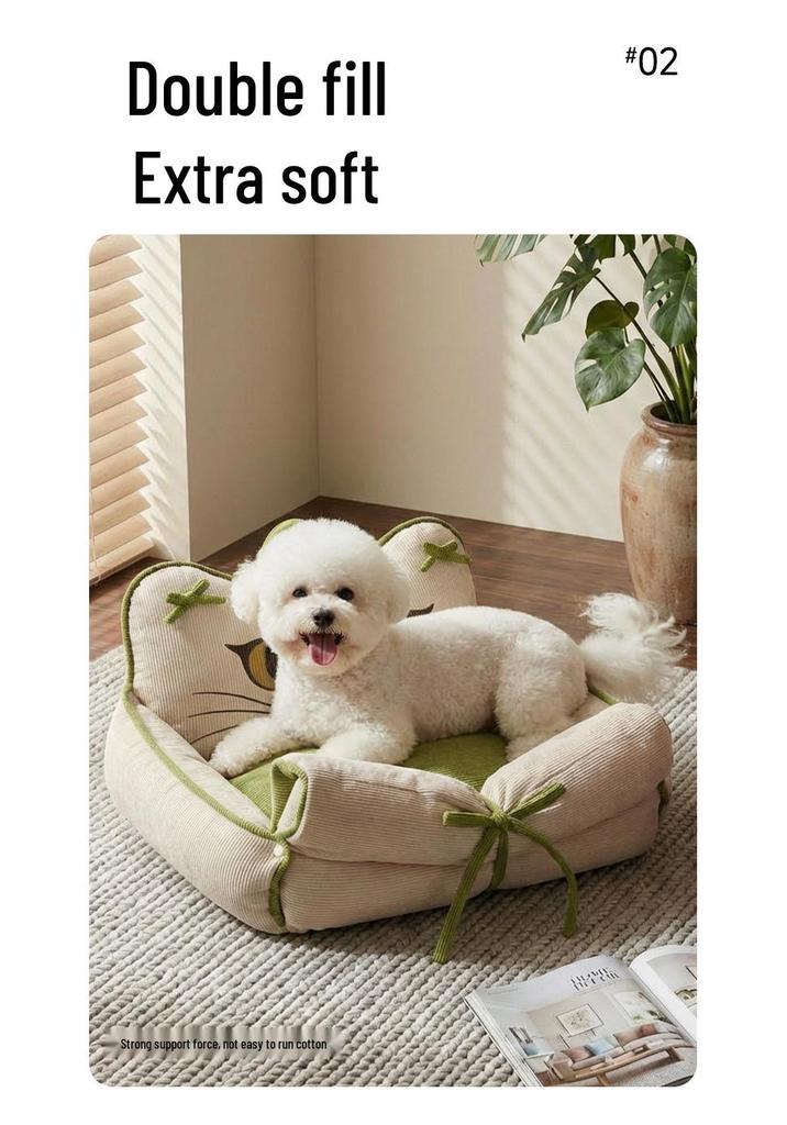 Winter Cartoon Sofa Bed: Washable Sleep Mat for Small Dogs & Cats