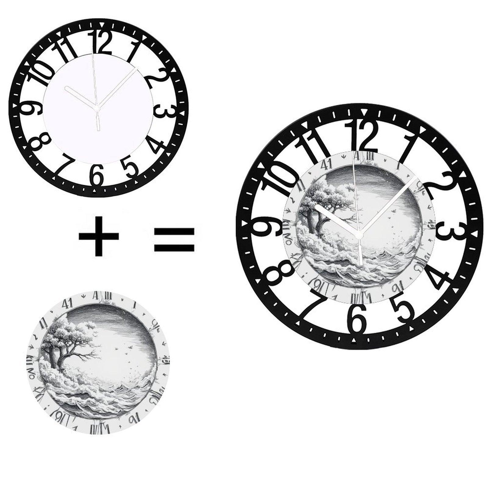 25cm Rustic Style Iron Round Wall Clock with Metal Details (Black,10 inch(25.40cm))